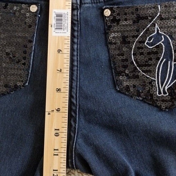 Baby Phat Size 9 Jeans Y2K Dark Wash Denim Stretch Jeans Straight Leg Pants Low - Picture 8 of 11